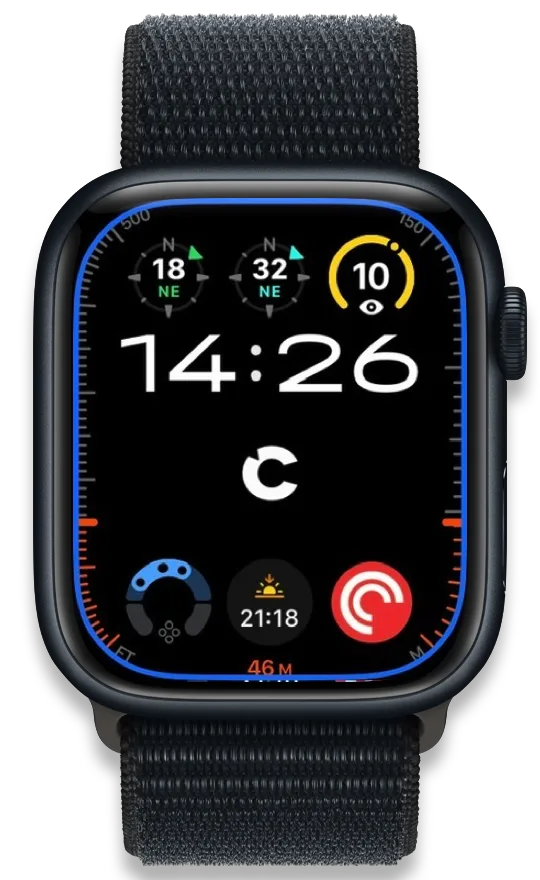 Cleft Apple Watch face with the Cleft complication ready for quick capture.