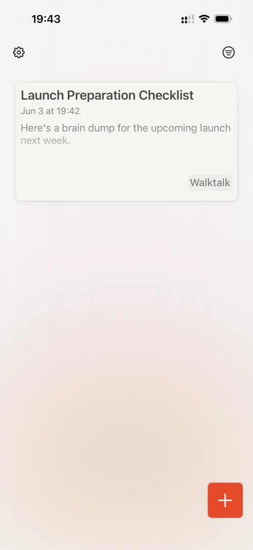 Cleft iPhone notes list with a saved note.