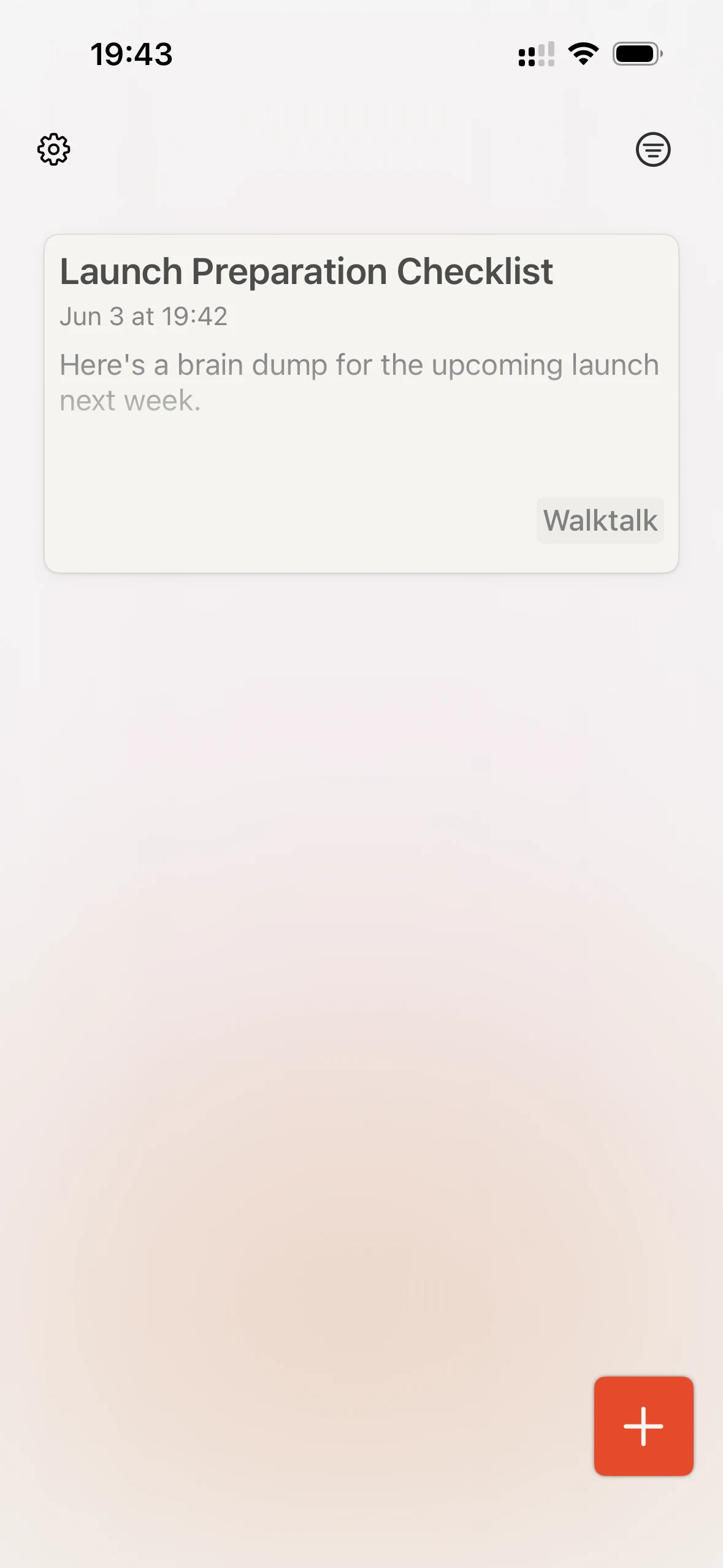 Cleft iPhone notes list with a saved note.